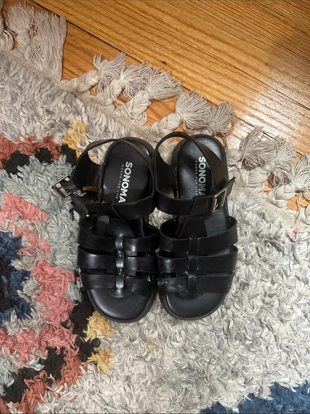 SONOMA Kids Black Strappy Buckle Sandals
